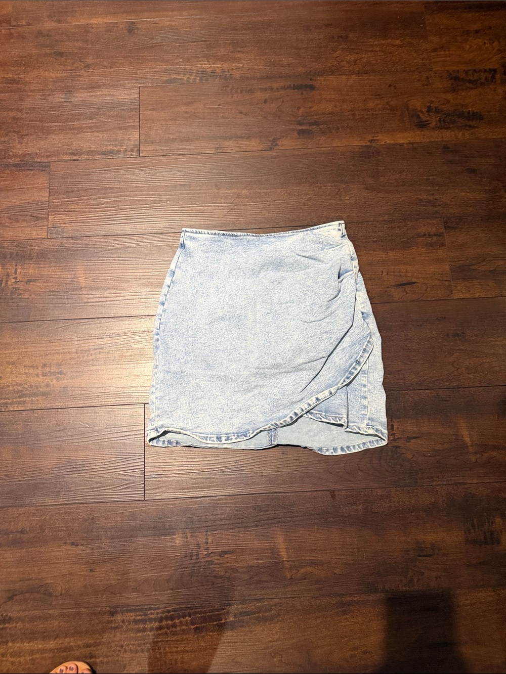 Light Blue Denim Wrap Mini Skirt - Women